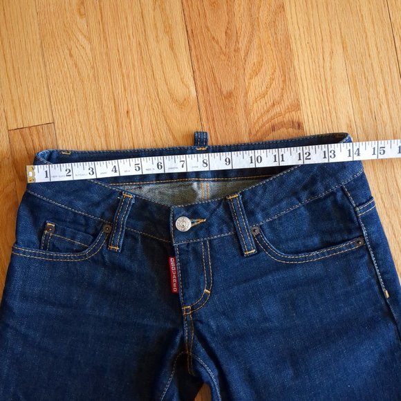 [SOLD] Dsquared Made In Italy Luxury Straight Leg Low Rise Dark Wash Jeans - Picture 10 of 16